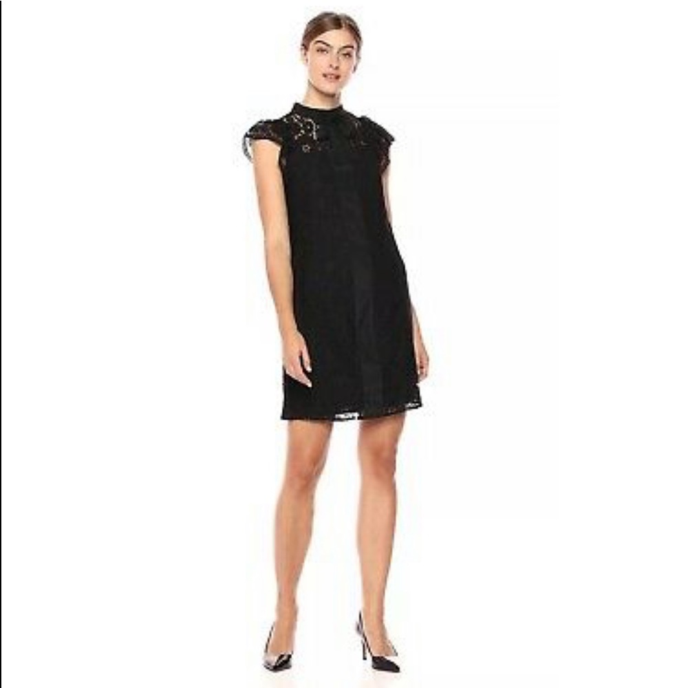 Nanette Lepore Cap SLV Lace LBD w/ Bow Tie